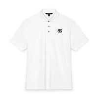 Men's Stretch Jersey Polo — Classic White Performance Golf Shirt with Embroidered SS Logo