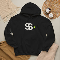 Minimal SS Logo Hoodie — Black Streetwear Pullover with Neon Dot