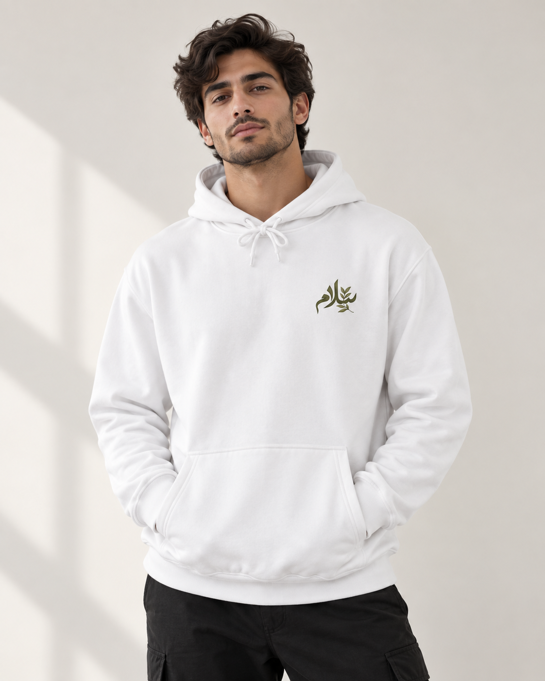 Hoodie — Salaam Arabic Calligraphy Hoodie with Olive Leaf Design