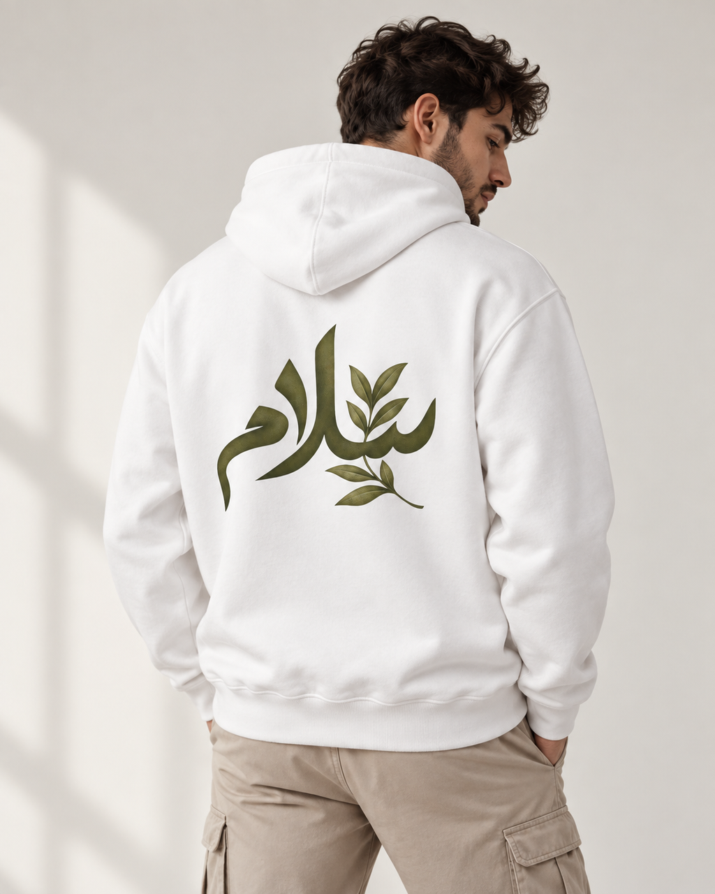 Hoodie — Salaam Arabic Calligraphy Hoodie with Olive Leaf Design