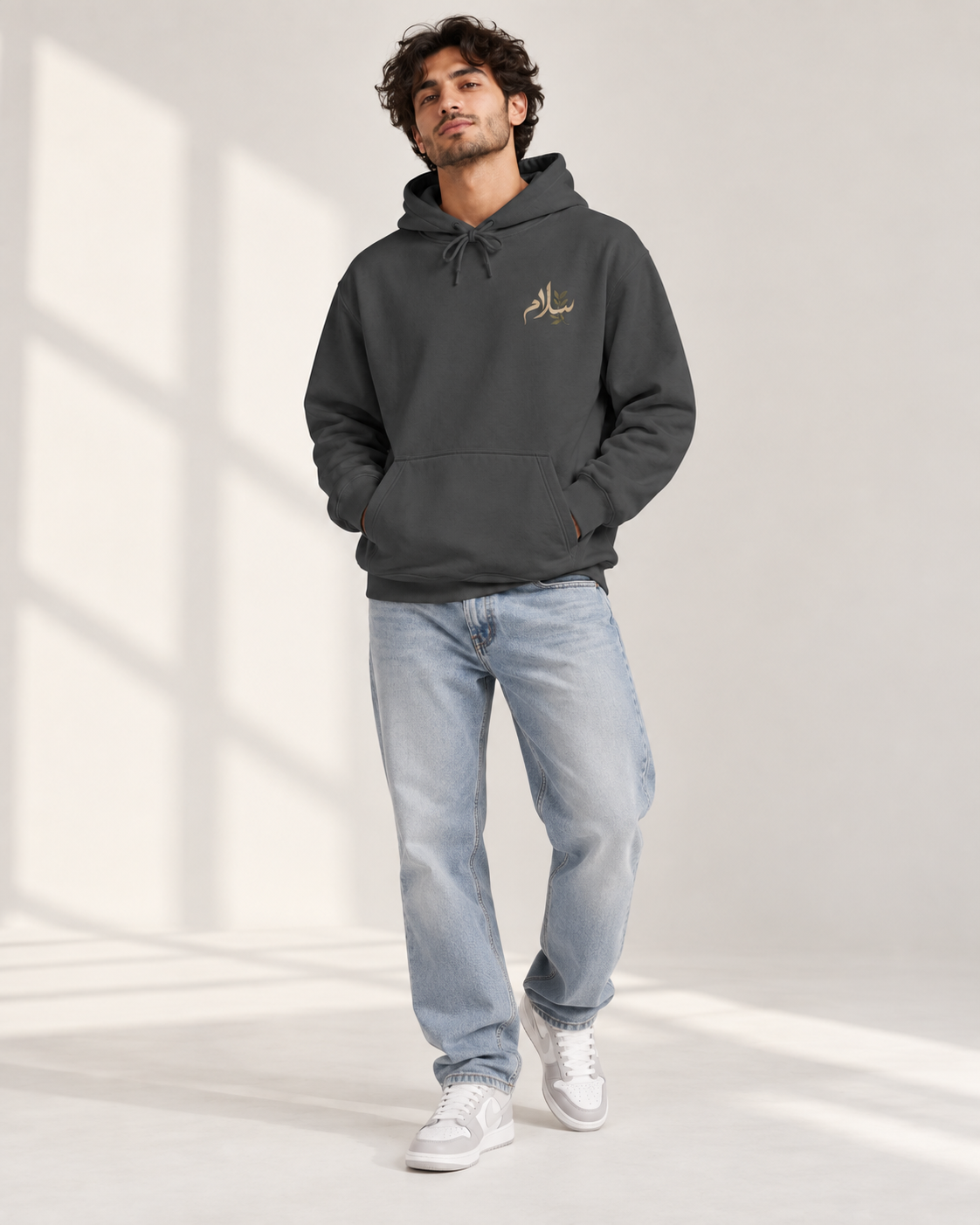 Arabic 'Salaam' Hoodie – Floral Calligraphy Peace Sweatshirt